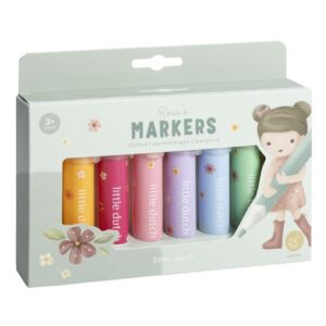 Rotuladores de Punta de Fieltro Rosa – Set de 8 rotuladores lavables – Little Dutch – Creatividad y precisión desde 3 años