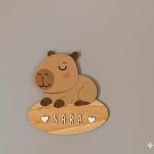 Placa Decorativa Personalizada Capibara – Decoración infantil en madera – Vintiun – Personalizable con nombre