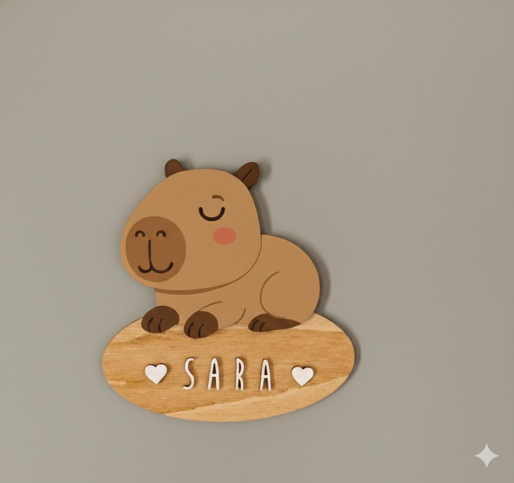 WhatsApp Image 2025-11-13 at 16.53.08 Placa Decorativa Personalizada Capibara – Decoración infantil en madera – Vintiun – Personalizable con nombre