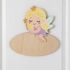 Placa Decorativa Personalizada Hada – Decoración infantil en madera – Vintiun – Personalizable con nombre