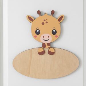 Placa Decorativa Personalizada Jirafa – Decoración infantil en madera – Vintiun – Personalizable con nombre