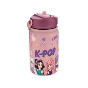 Botella Térmica con Pajita 330 ml Makeup K-Pop – Botella isotérmica colección K-Pop – Lovely Story