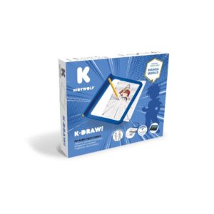 KIDYDRAW PRO Azul – Tableta luminosa educativa portátil – KIDYWOLF – Aprendizaje creativo desde 3 años