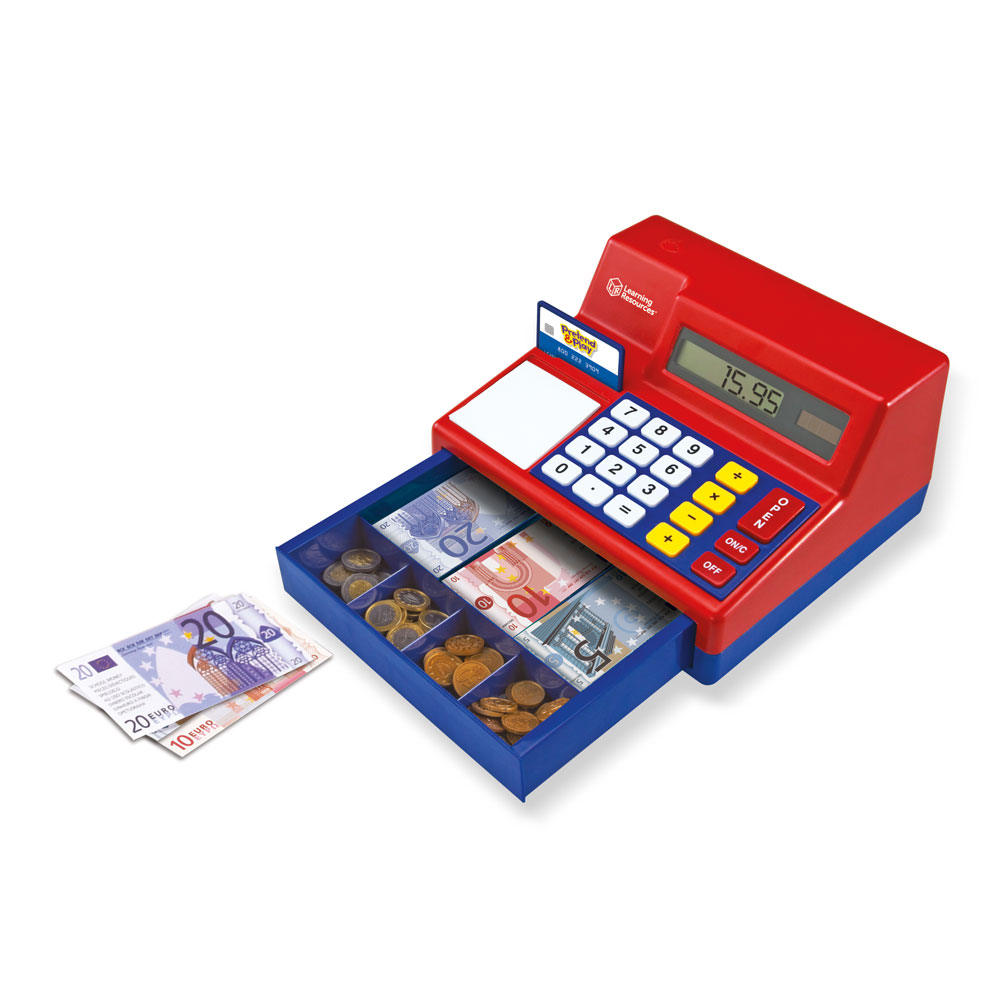 Pretend & Play Calculator Cash Register con euros – Caja registradora educativa – Learning Resources – Matemáticas y juego simbólico desde 3 años