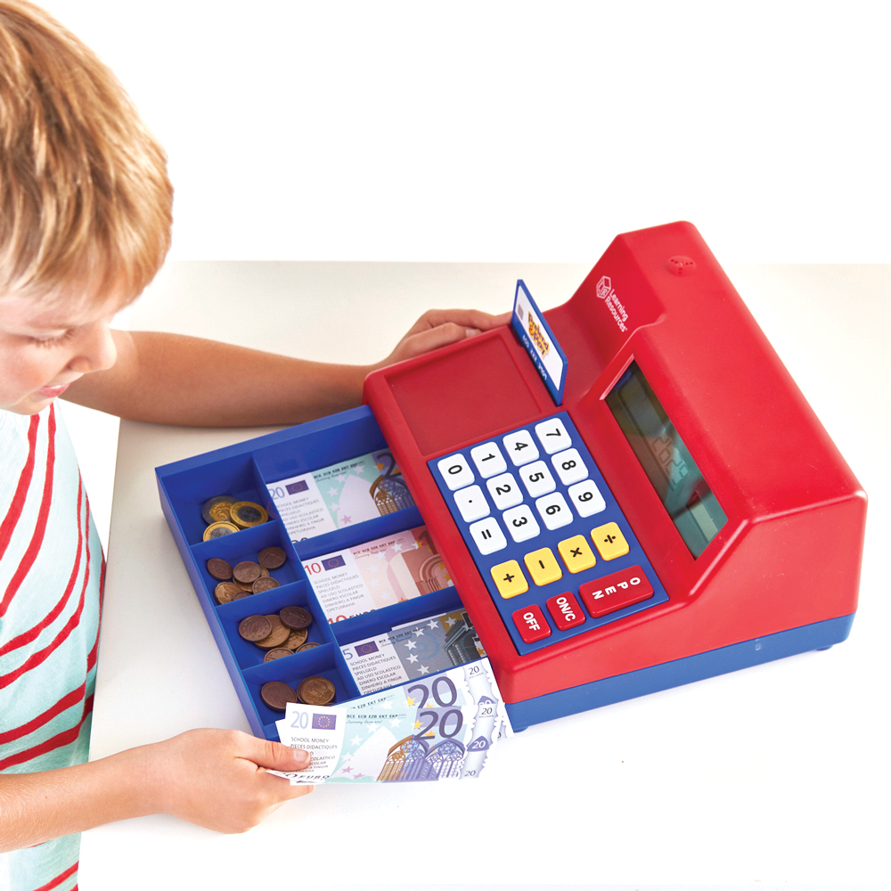 Pretend & Play Calculator Cash Register con euros – Caja registradora educativa – Learning Resources – Matemáticas y juego simbólico desde 3 años